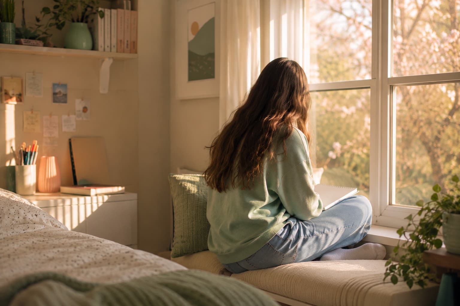 A thoughtful young person in a calm clinical setting